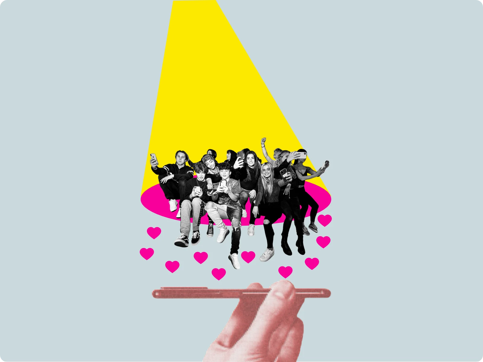 Photo illustration of influencers acculumating likes